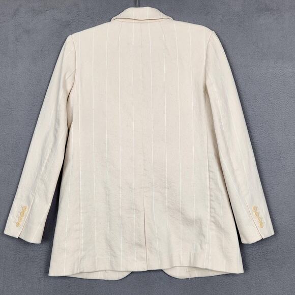 J.Crew Blazer Womens 4 Cream Ivory Pinstripe One Button Notch Lapel Lined Cotton - Picture 2 of 16